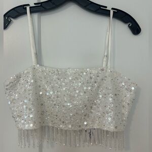 12th Tribe White Sequin Camisole